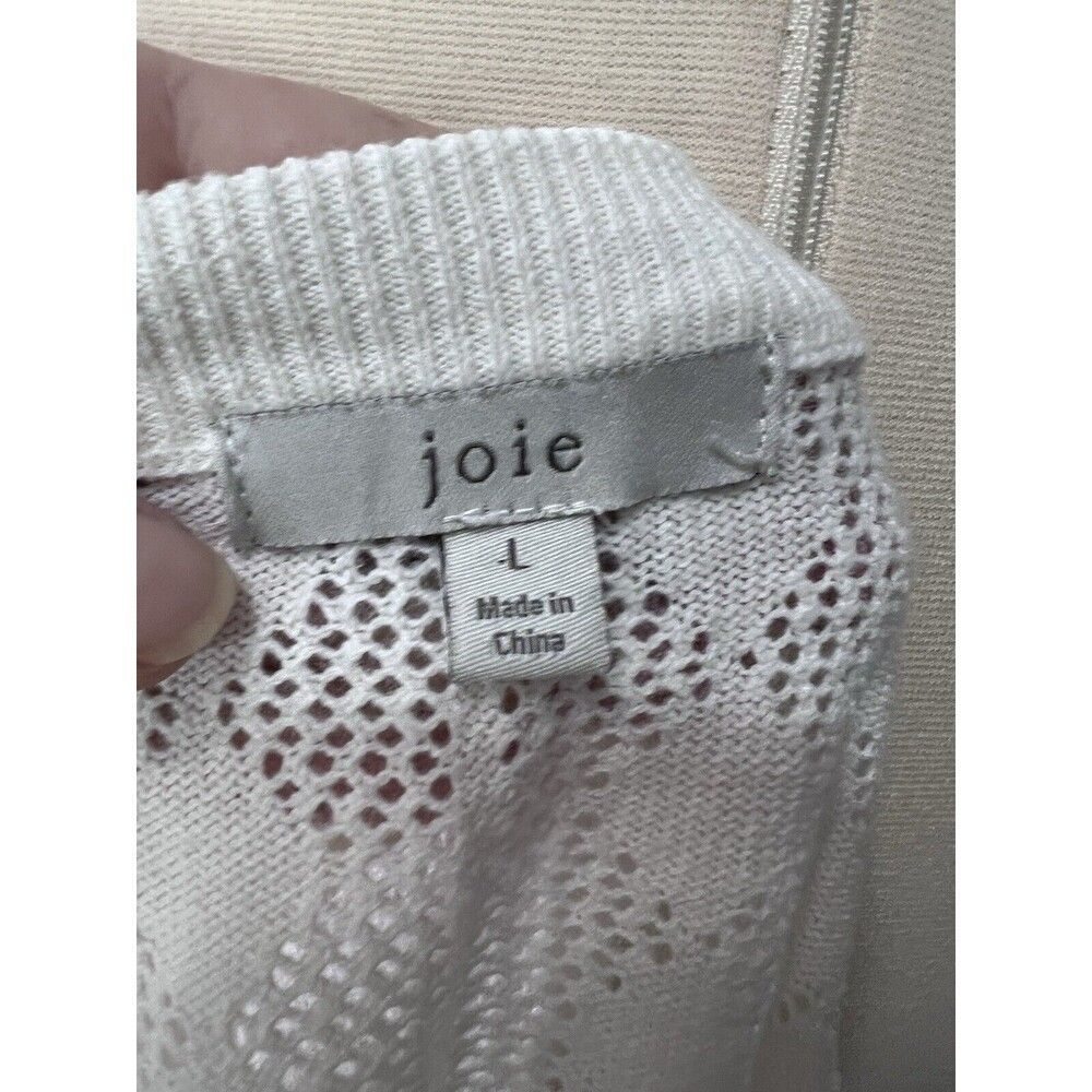 JOIE Women's White Honeycomb Textured Cotton Knit Boxy Sweater Size L - Picture 8 of 10